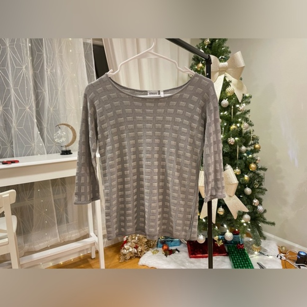 Armani Collezioni Sophisticated Taupe Knit Sweater